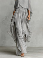 Elena | Off-Shoulder Chiffon Camisole & Pants Set