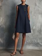 Federica| Navy Sleeveless Mini Dress