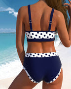 Liesbeth - High-waisted polka dot bikini with patchwork design