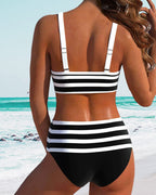 Laluna® | High-Waisted Striped Bikini