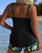 Laluna® | Striped Tankini with Two-Piece Beach Briefs