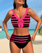 Laluna® | High-Waisted Striped Bikini