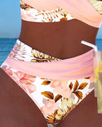 Contrast Floral Print Bikini with Cutout
