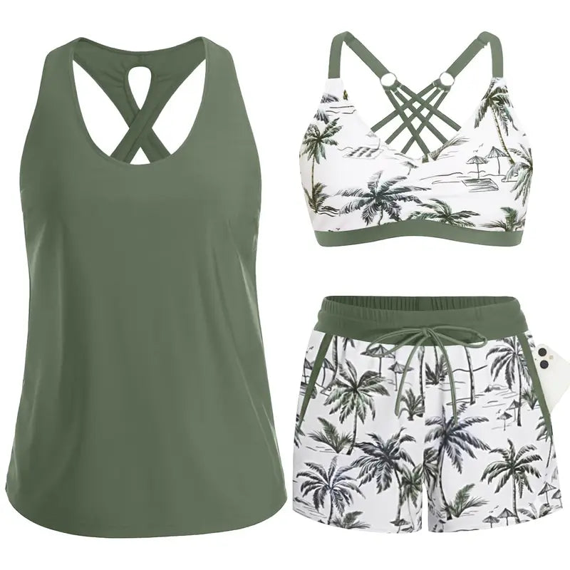 HONORIA | SPORTY THREE-PIECE TANKINI SET
