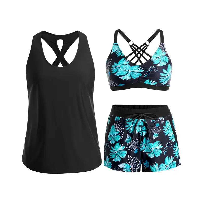 HONORIA | SPORTY THREE-PIECE TANKINI SET