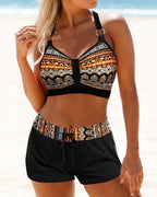 Maryan - Bikini with geometric pattern and high elasticated waist