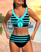 Laluna® | High-Waisted Striped Bikini