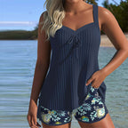 Laluna® | Striped Tankini with Two-Piece Beach Briefs