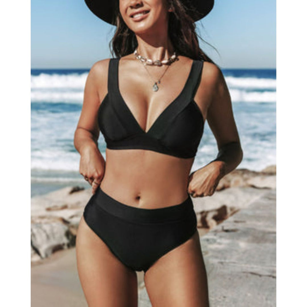 Hilde - High-Waisted Solid Color Swimsuit