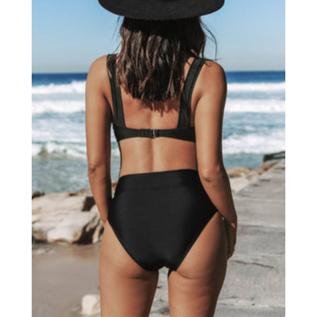 Hilde - High-Waisted Solid Color Swimsuit