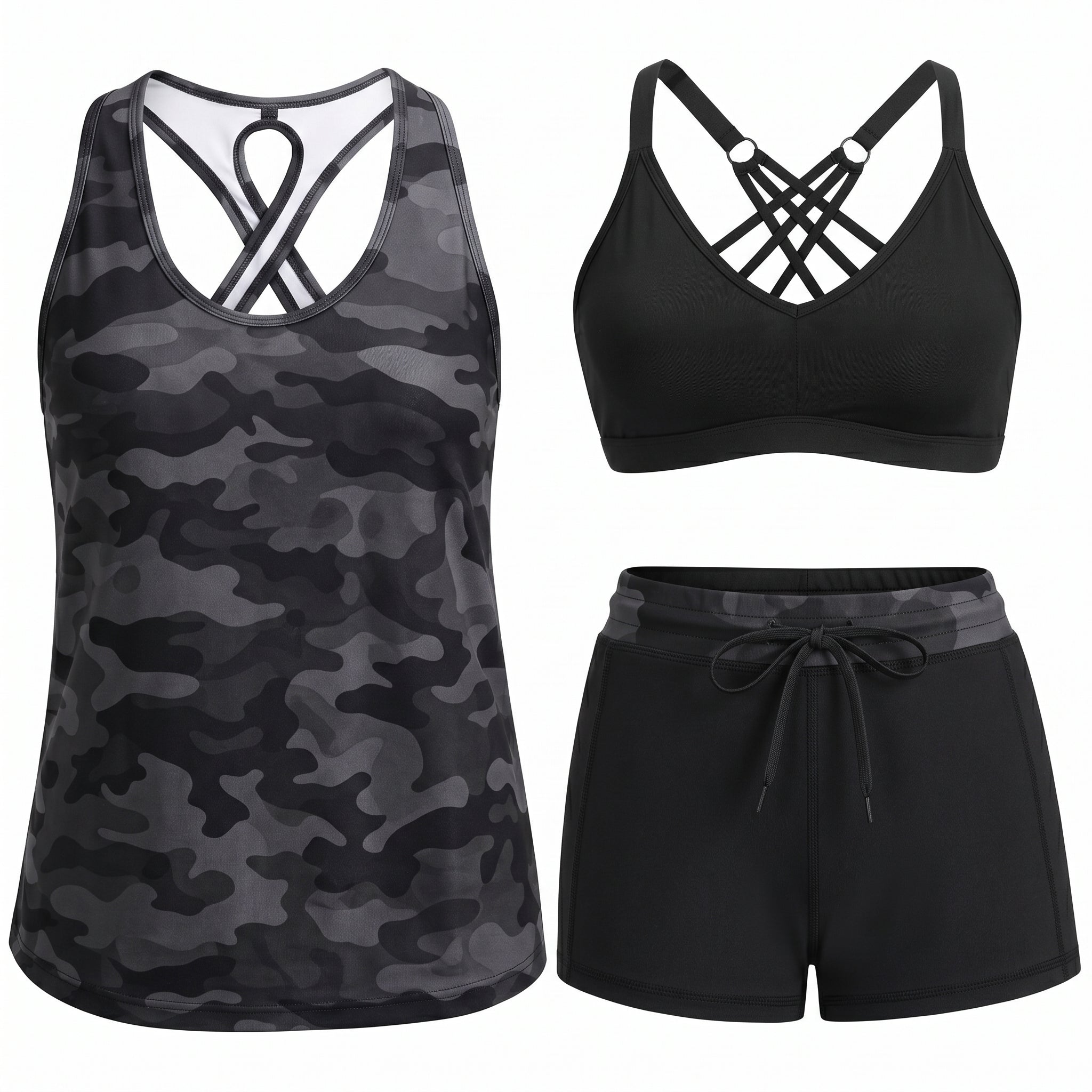 HONORIA | SPORTY THREE-PIECE TANKINI SET