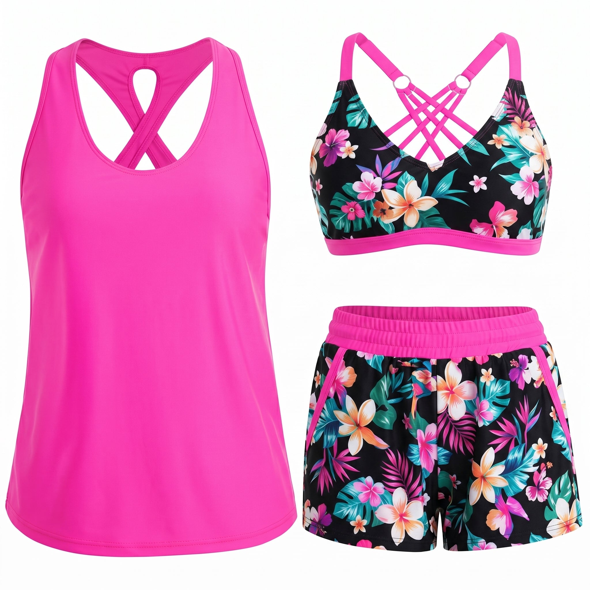 HONORIA | SPORTY THREE-PIECE TANKINI SET