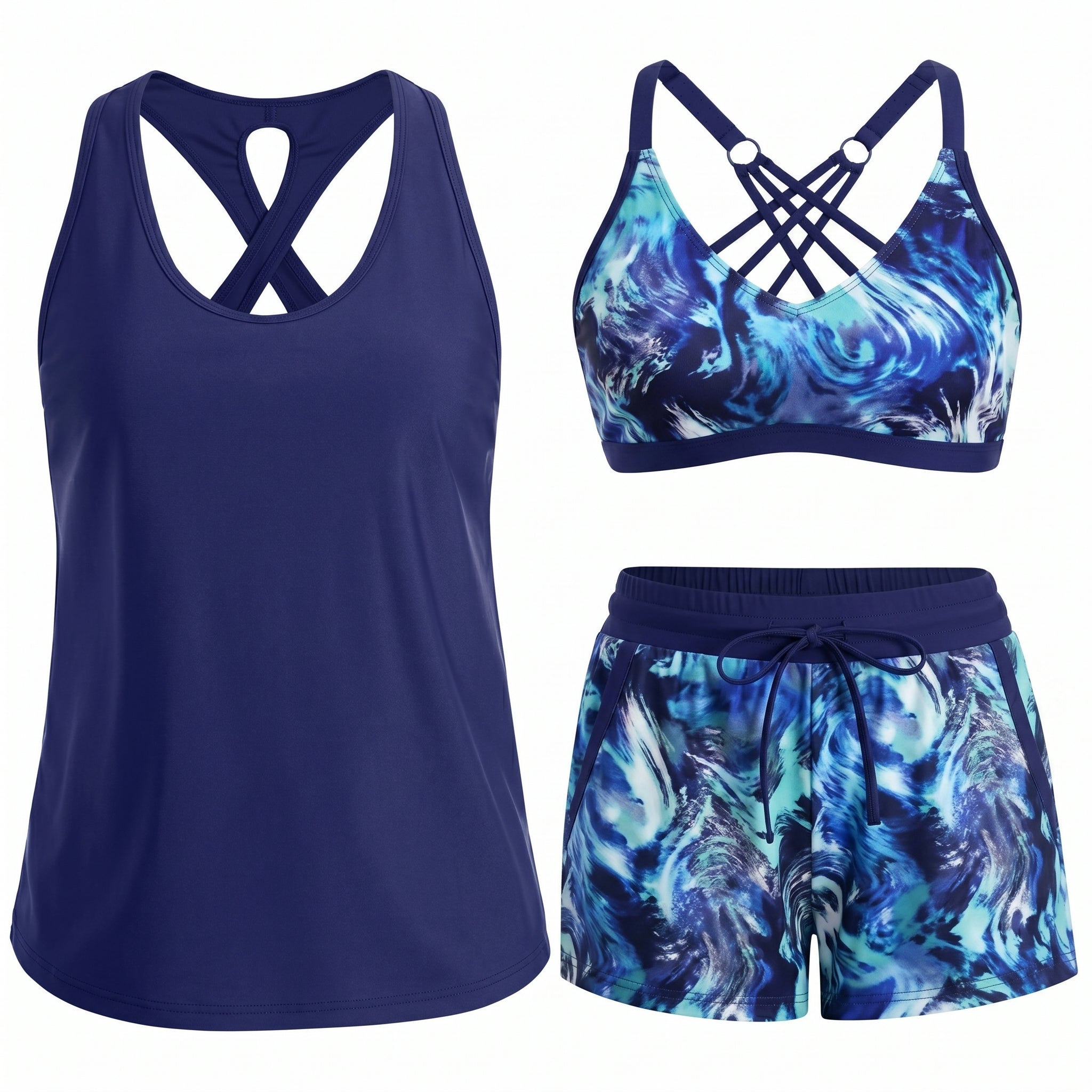 HONORIA | SPORTY THREE-PIECE TANKINI SET