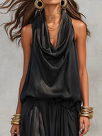 Maya | Halter Top & Pleated Wide-Leg Pants Set