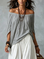 Maya | Off-Shoulder Top & Lantern Pants Set, Rayon Blend