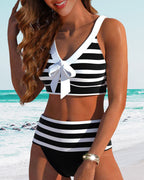 Laluna® | High-Waisted Striped Bikini